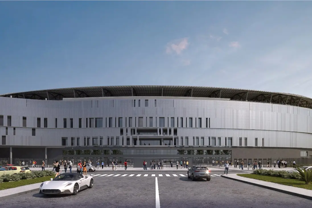 Un render del nuovo stadio del Cagliari