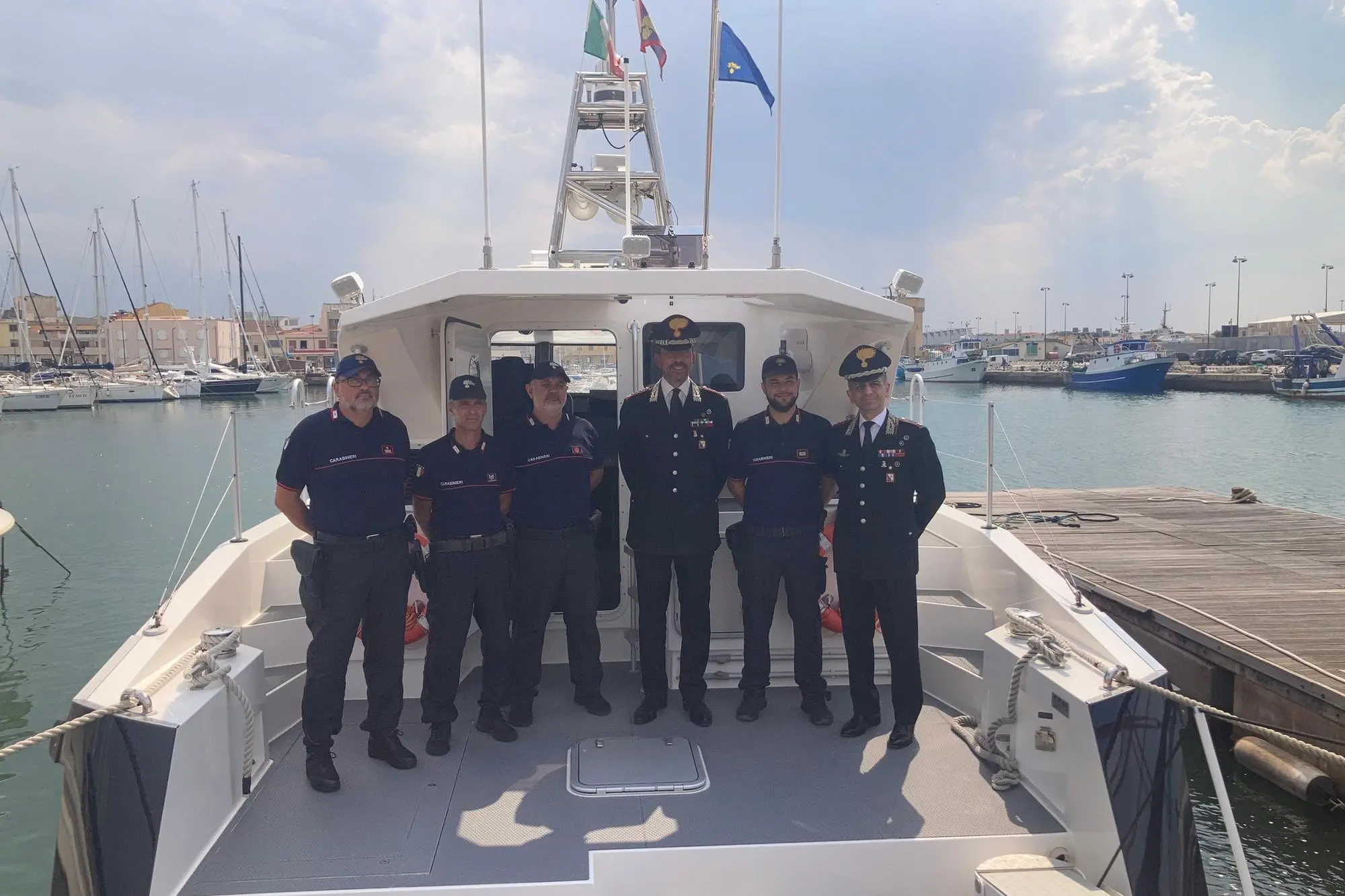 Là motovedetta classe N800 dei carabinieri a Porto Torres (foto Pala)