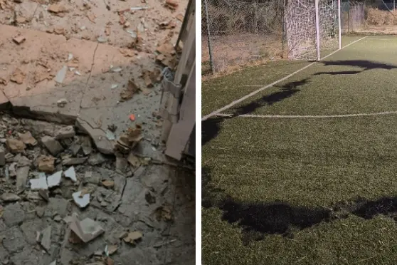 Le conseguenze della deflagrazione nell'impianto sportivo di Codrongianos (foto concessa)