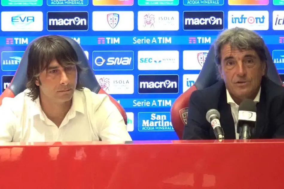 Daniele Conti e Mario Beretta durante la conferenza stampa