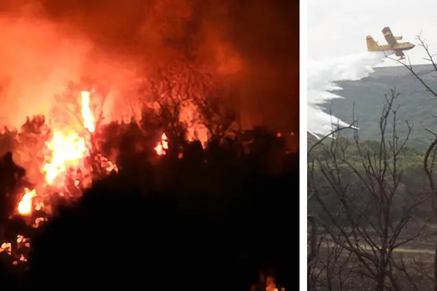 Il fuoco a Jerzu, attesi elicotteri e Canadair