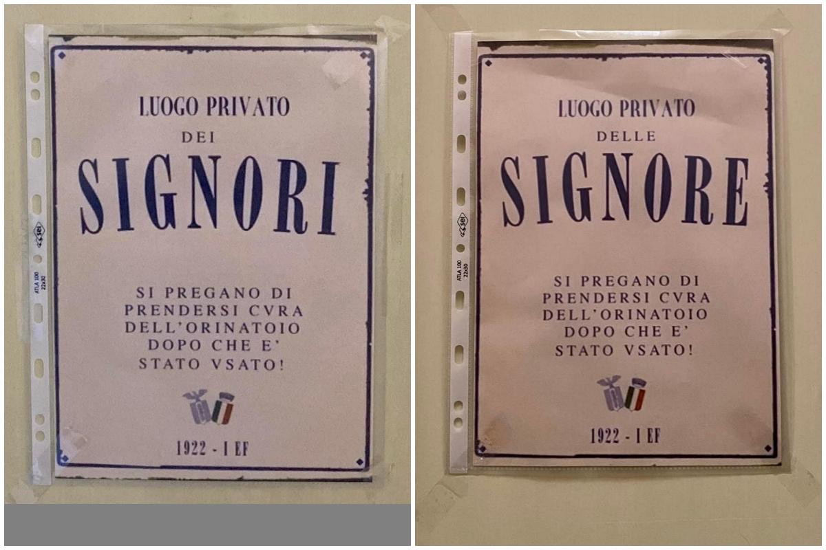 Cagliari, cartelli “fascisti” sui bagni di Palazzo Regio: la polemica e poi la rimozione