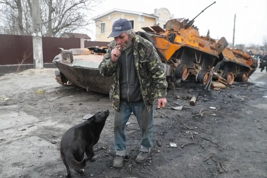 Devastazione nella zona di Bucha (Ansa-Epa)