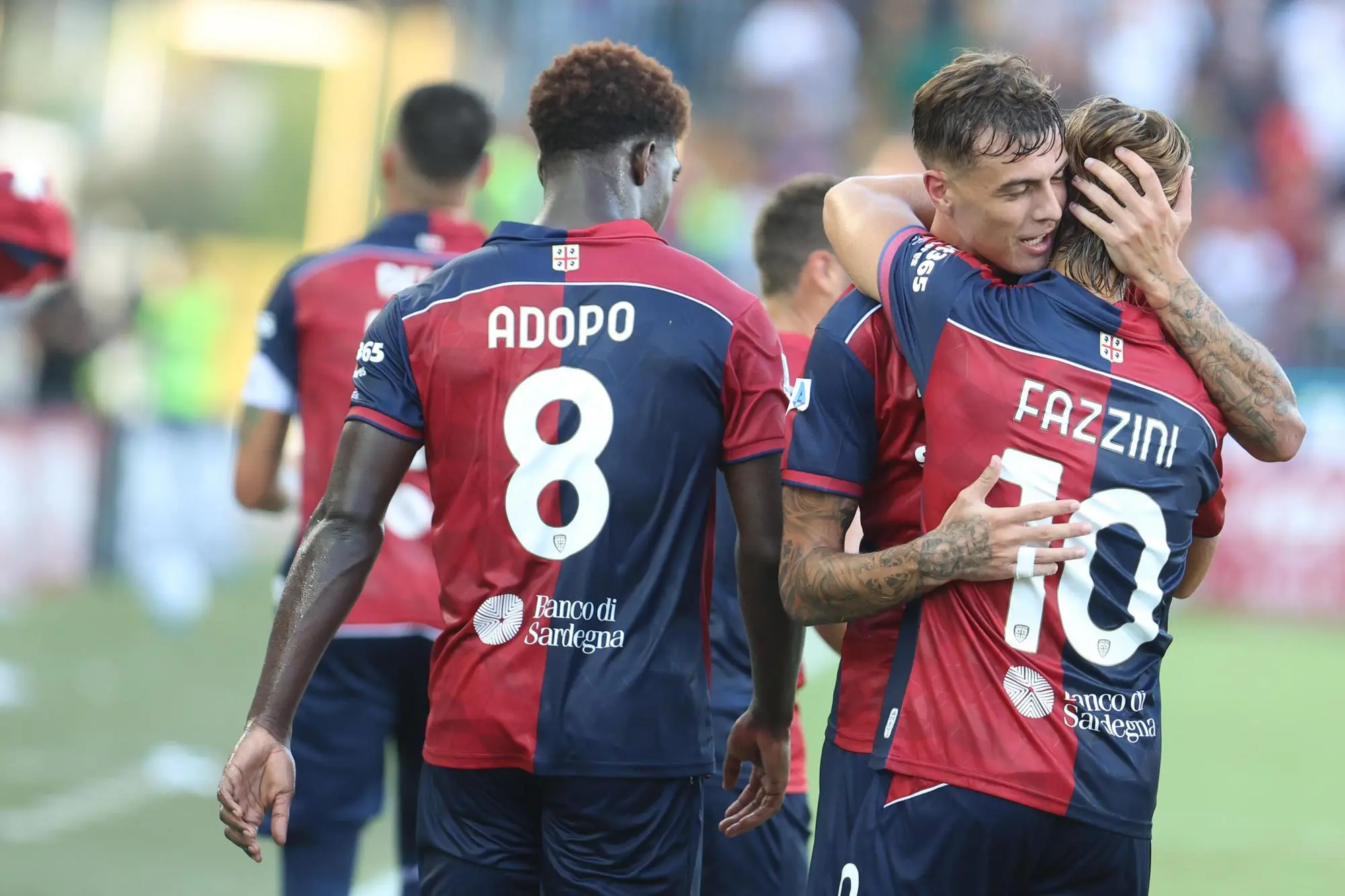 Daniel Maldini esulta per il gol in Cagliari-Lecce (foto Ansa)