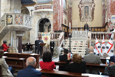 L'intervento di Solinas nella cattedrale di Cagliari (foto @RegioneSardegna)