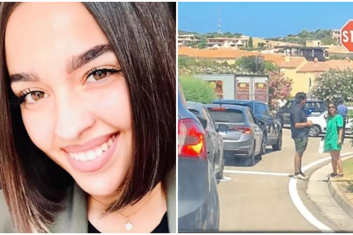 Gaia Costa (dai social), a destra il luogo dell'incidente (foto L'Unione Sarda)