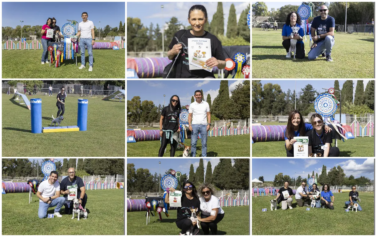 Alcuni dei premiati al terzo raduno Jack Russell a Dolianova (foto Mario Alberto Serrau)