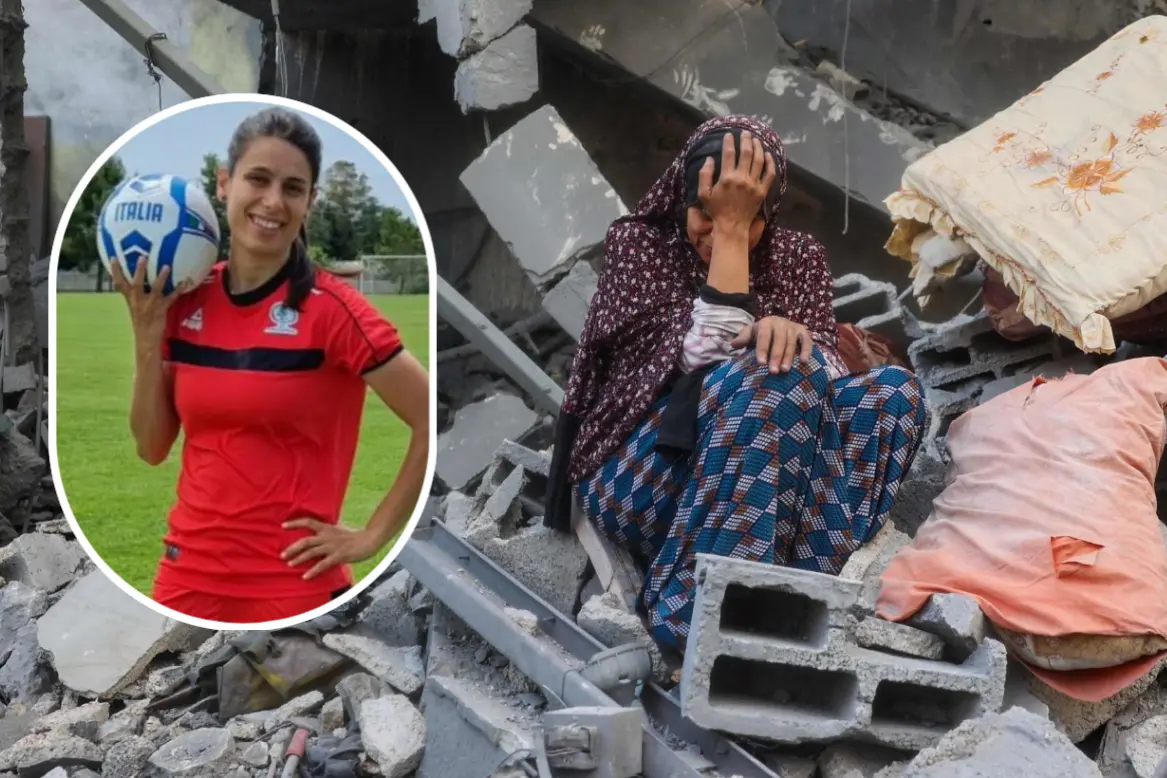 Distruzione in Palestina e, nel riquadro, Natali Shaheen