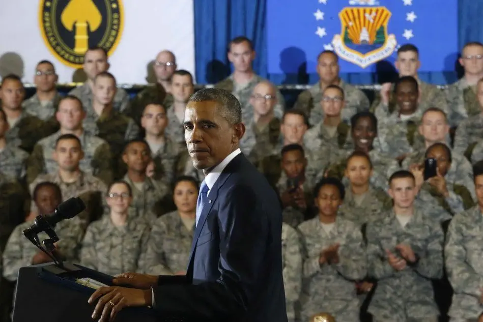 Barack Obama davanti ai soldati Usa, in Florida