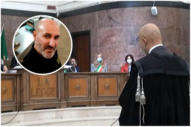 Un'udienza del processo (Archivio L'Unione Sarda) e, nel riquadro, Massimiliano Farci (foto da Facebook)