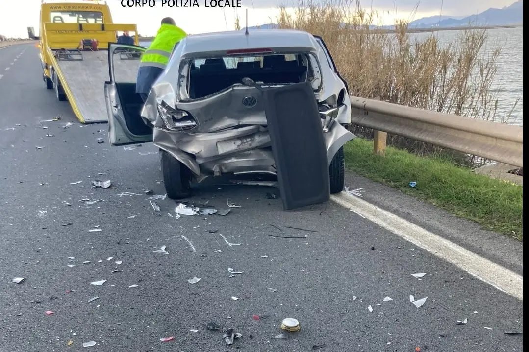 One of the vehicles involved (Photo Cagliari local police)