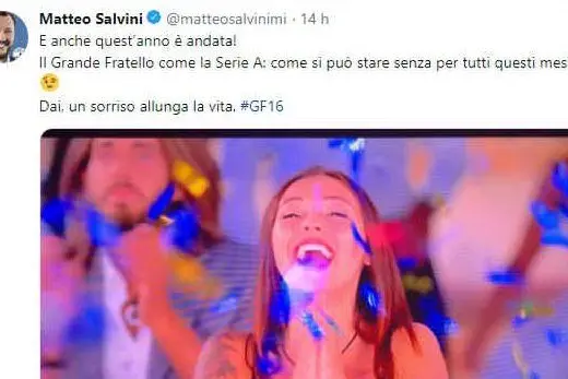 Dal profilo Twitter di Matteo Salvini