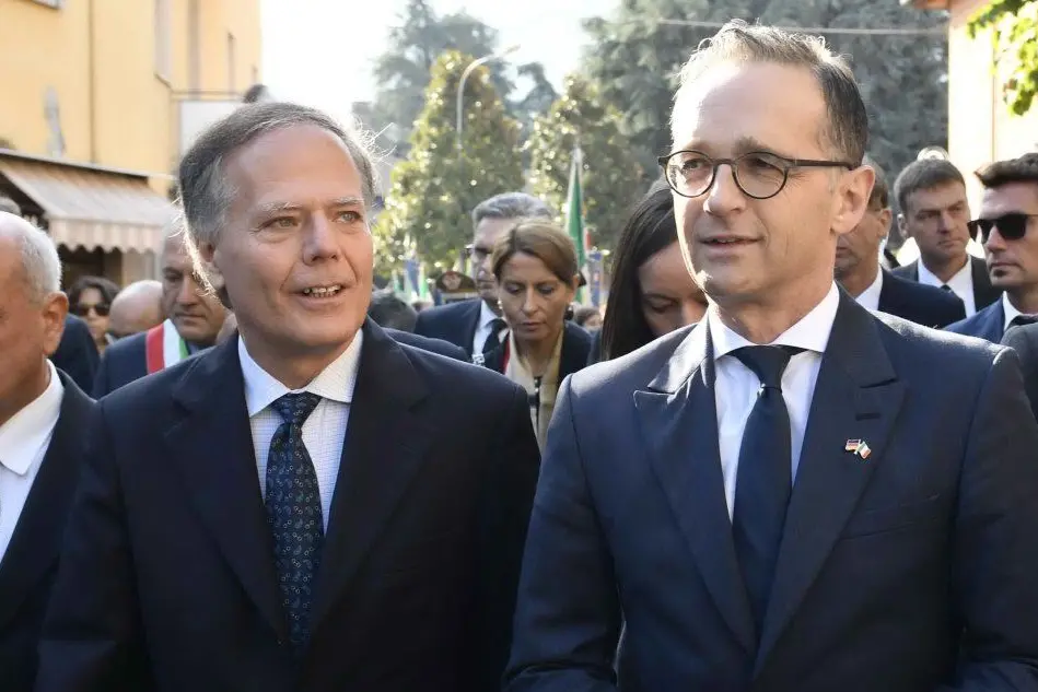I ministri degli Esteri di Italia e Germania Enzo Moavero Milanesi ed Heiko Maas (Ansa)