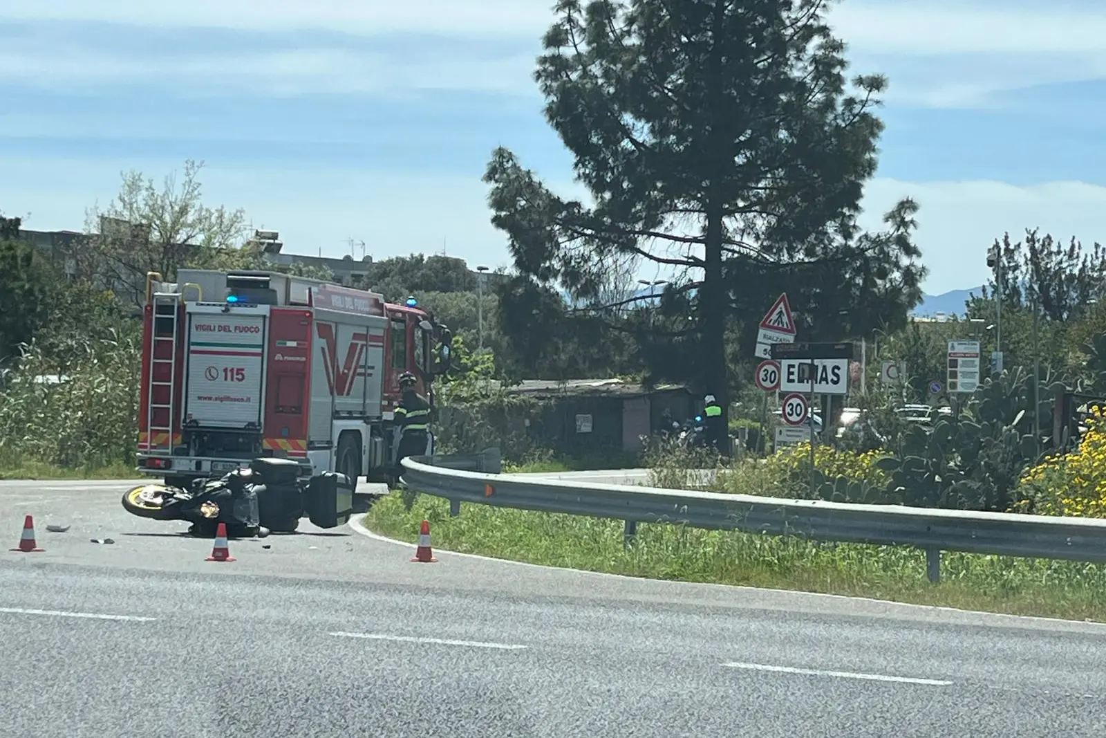 La moto coinvolta nell'incidente (Sara Saiu)