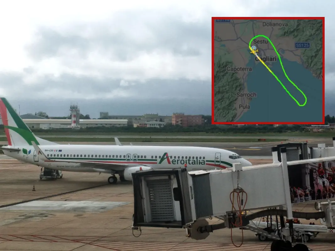 Rientro a Elmas per il volo Aeroitalia con destinazione Linate
