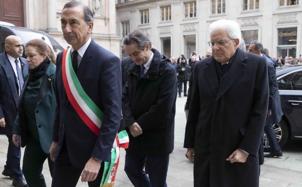 Beppe Sala, il governatore lombardo Attilio Fontana e il presidente Mattarella (foto Ansa - Quirinale)