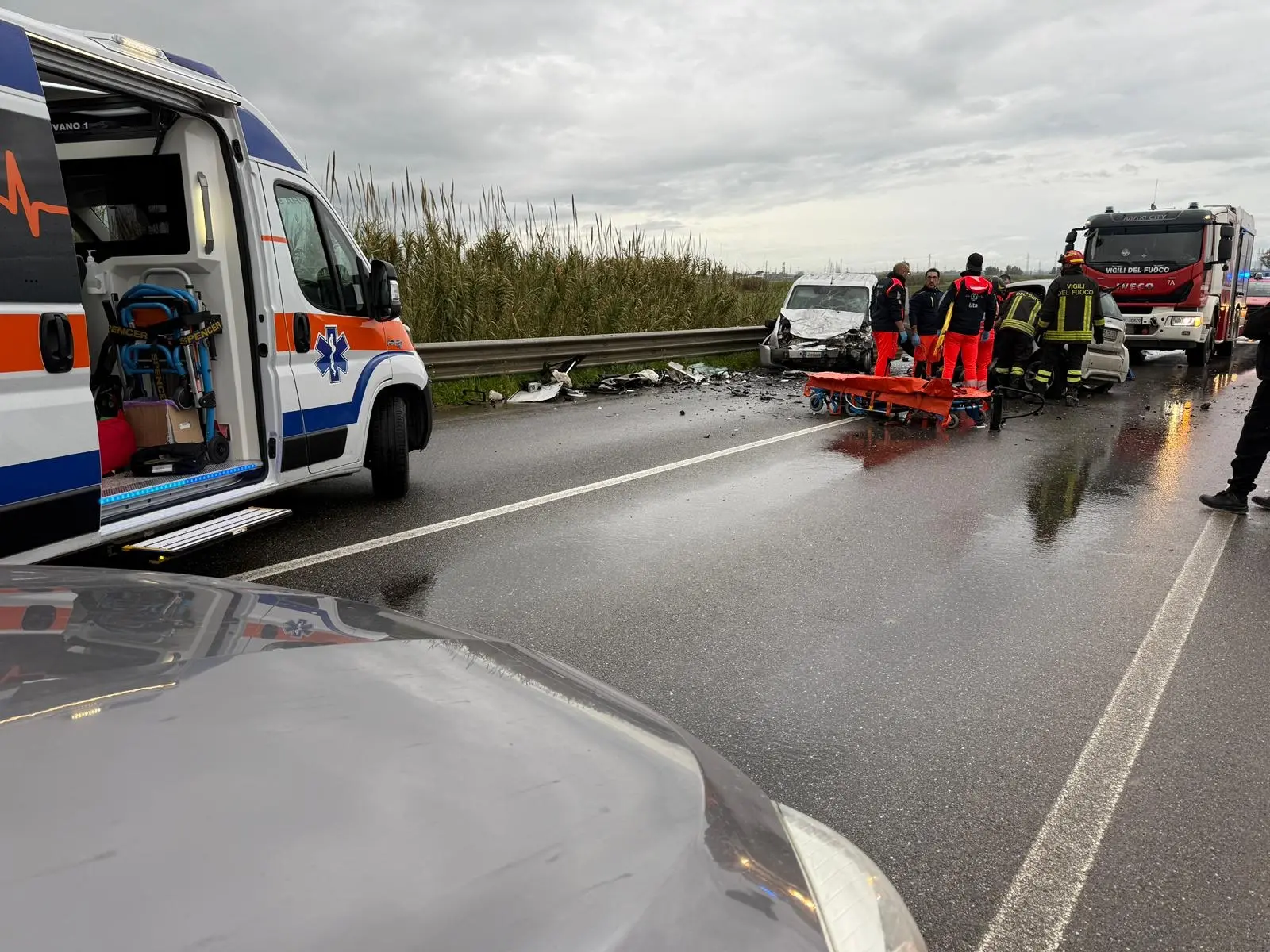 L'incidente a Villasor (foto Deidda)