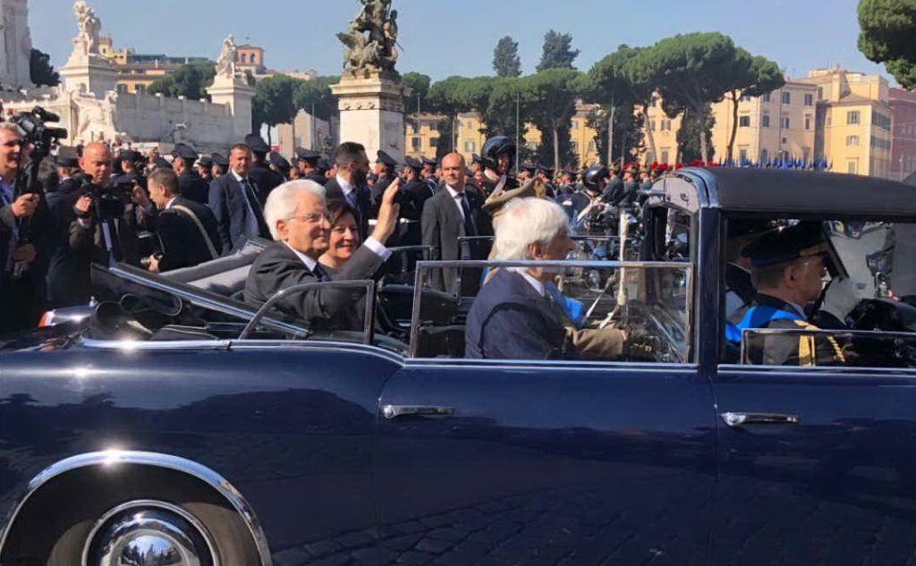 L'arrivo del presidente della Repubblica Sergio Mattarella