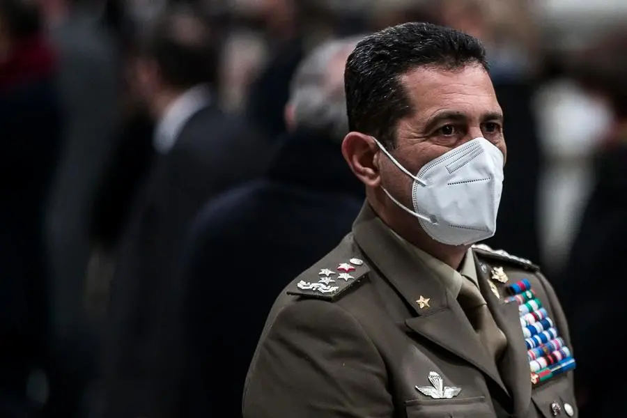 Il commissario straordinario per l'emergenza Covid-19 Francesco Paolo Figliuolo durante la celebrazione del 54esimo anniversario della Comunita' di Sant'Egidio presso la Basilica di San Giovanni in Laterano, Roma, 10 febbraio 2022. ANSA/ANGELO CARCONI