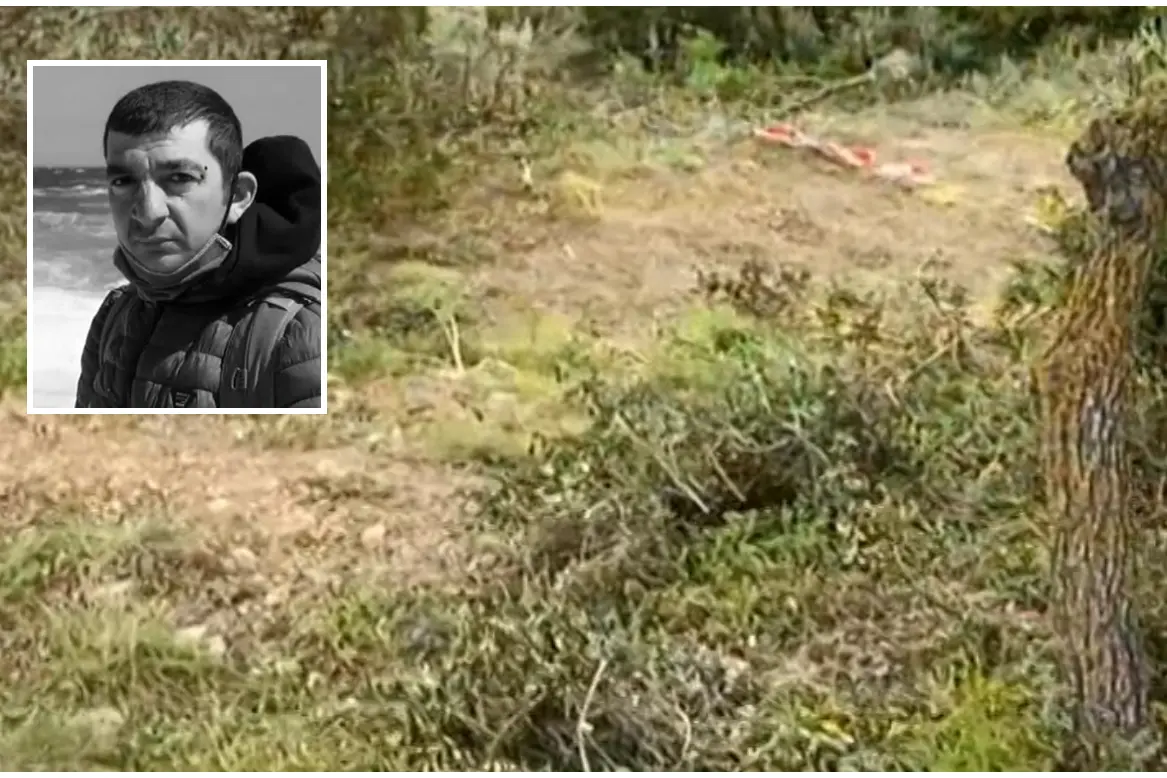 La zona in cui è stato rinvenuto il corpo e, nel riquadro, la vittima Mario Sedda