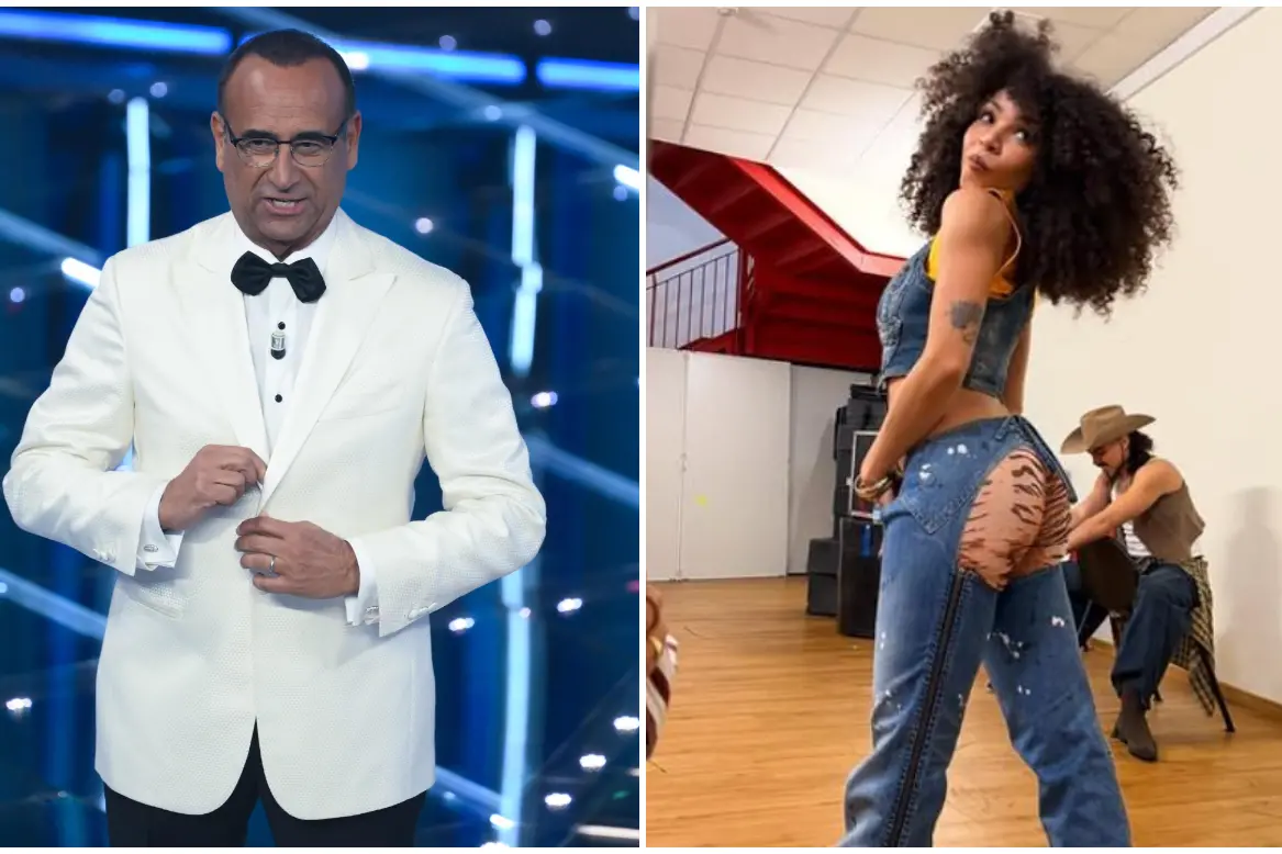 Carlo Conti e Francesca Tanas (foto Ansa e Instagram)