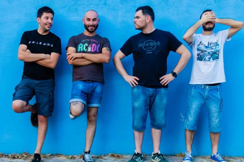 Da sinistra verso destra, Giulio Porcu 36 anni, Claudio Figus 37 anni, Enrico Porcu 41 anni, Andrea Picchedda 32 anni