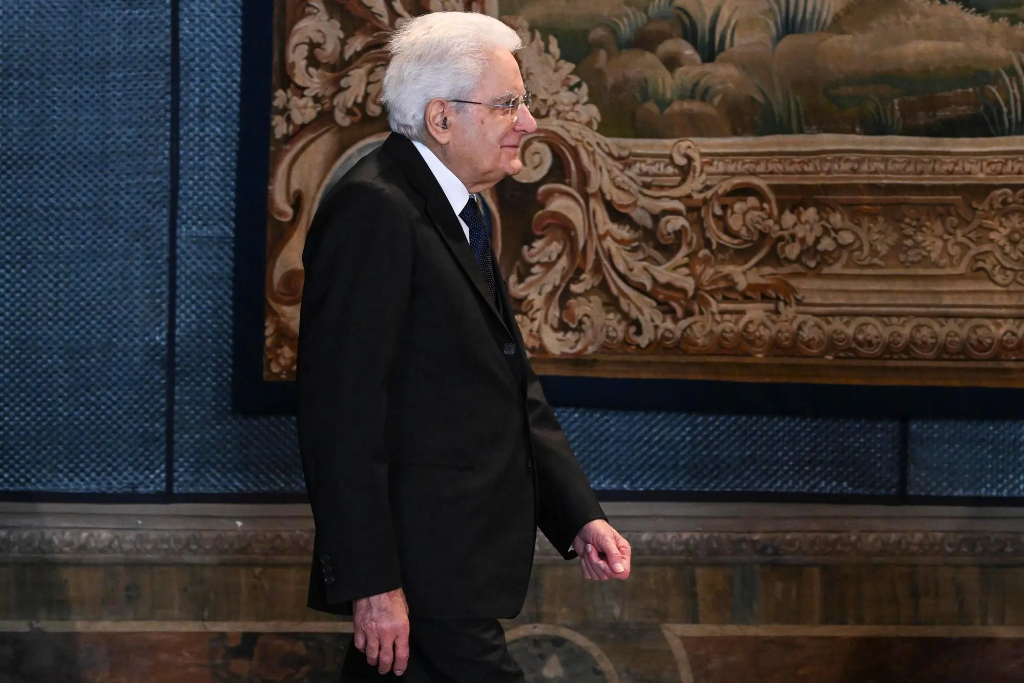 Il presidente della Repubblica, Sergio Mattarella, durante la cerimonia al Quirinale per i 70 anni della Corte Costituzionale, Roma, 23 aprile 2026. ANSA/RICCARDO ANTIMIANI