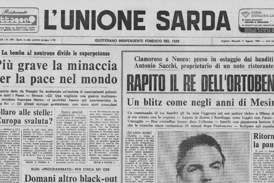 #AccaddeOggi: il 10 agosto 1981 viene rapito il re dell'Ortobene Antonio Sacchi