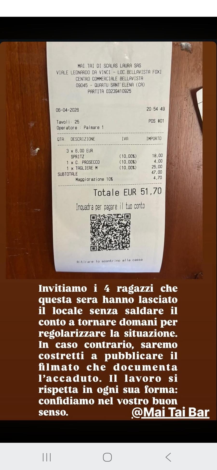 Via dal locale di Quartu senza pagare, i clienti “distratti” tornano e saldano: «Ci eravamo capiti male»