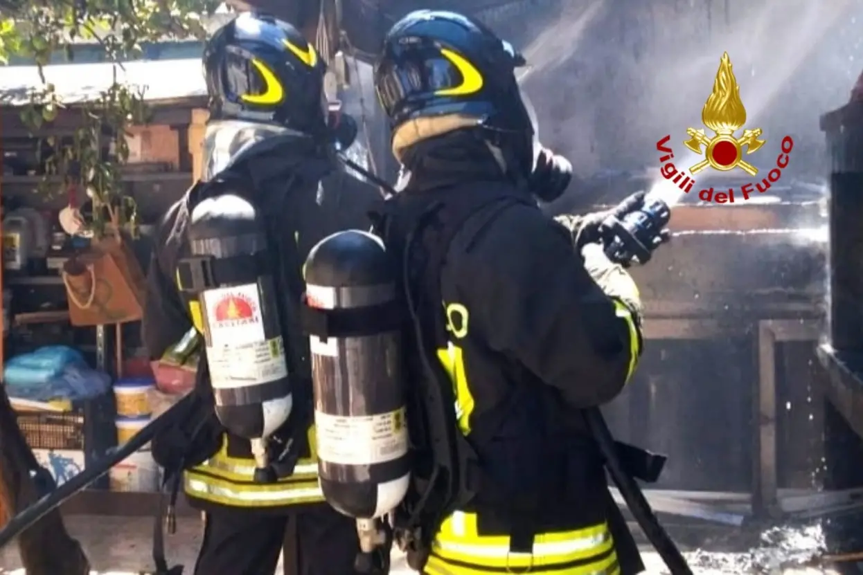 L'intervento a Selargius (foto Vigili del fuoco)
