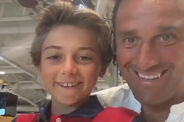 Luca Toni col figlio Leonardo nella Instagram Story