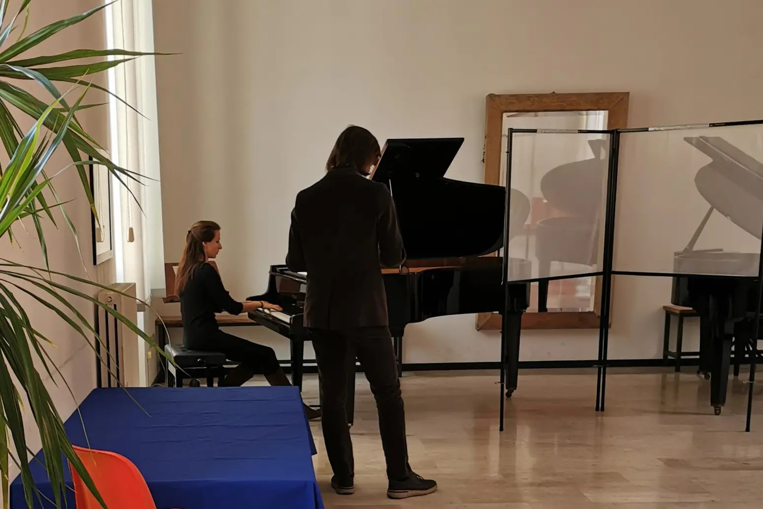 Prove in una sala del Conservatorio di Sassari (foto concessa)