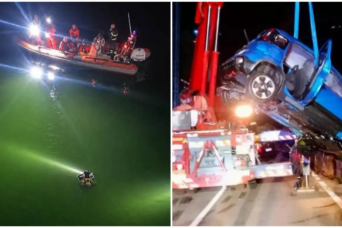 Auto nel lago di Como, l’altro guidatore era ubriaco: morto Francesco Piras L'incidente stradale in cui ha perso la vita Francesco Piras (foto vigili del fuoco)