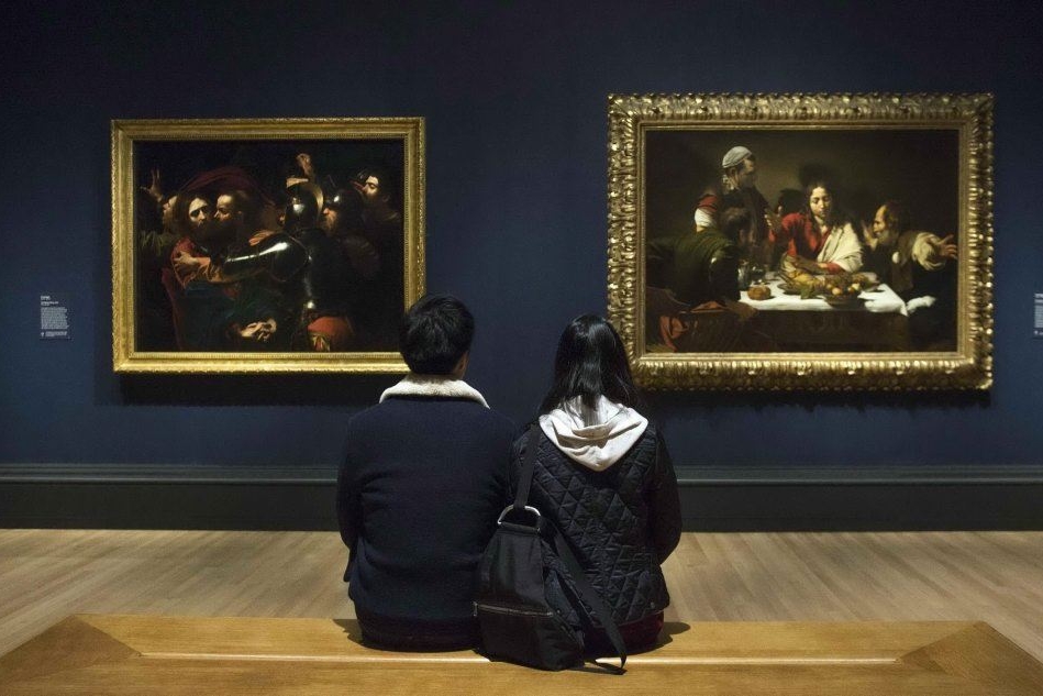 Dipinti di Caravaggio nella National Gallery a Londra (Ansa)