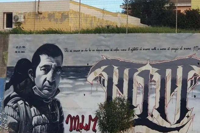 Il murale dedicato a Mario Sedda (foto Pala)