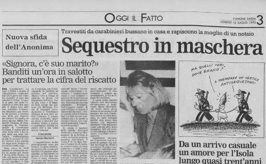 Il rapimento venne messo a segno a Olbia