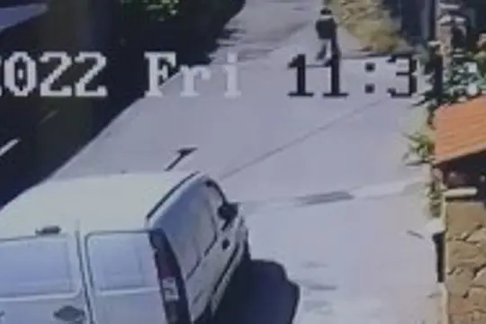 Фургон перед наездом на женщину (кадр видео)