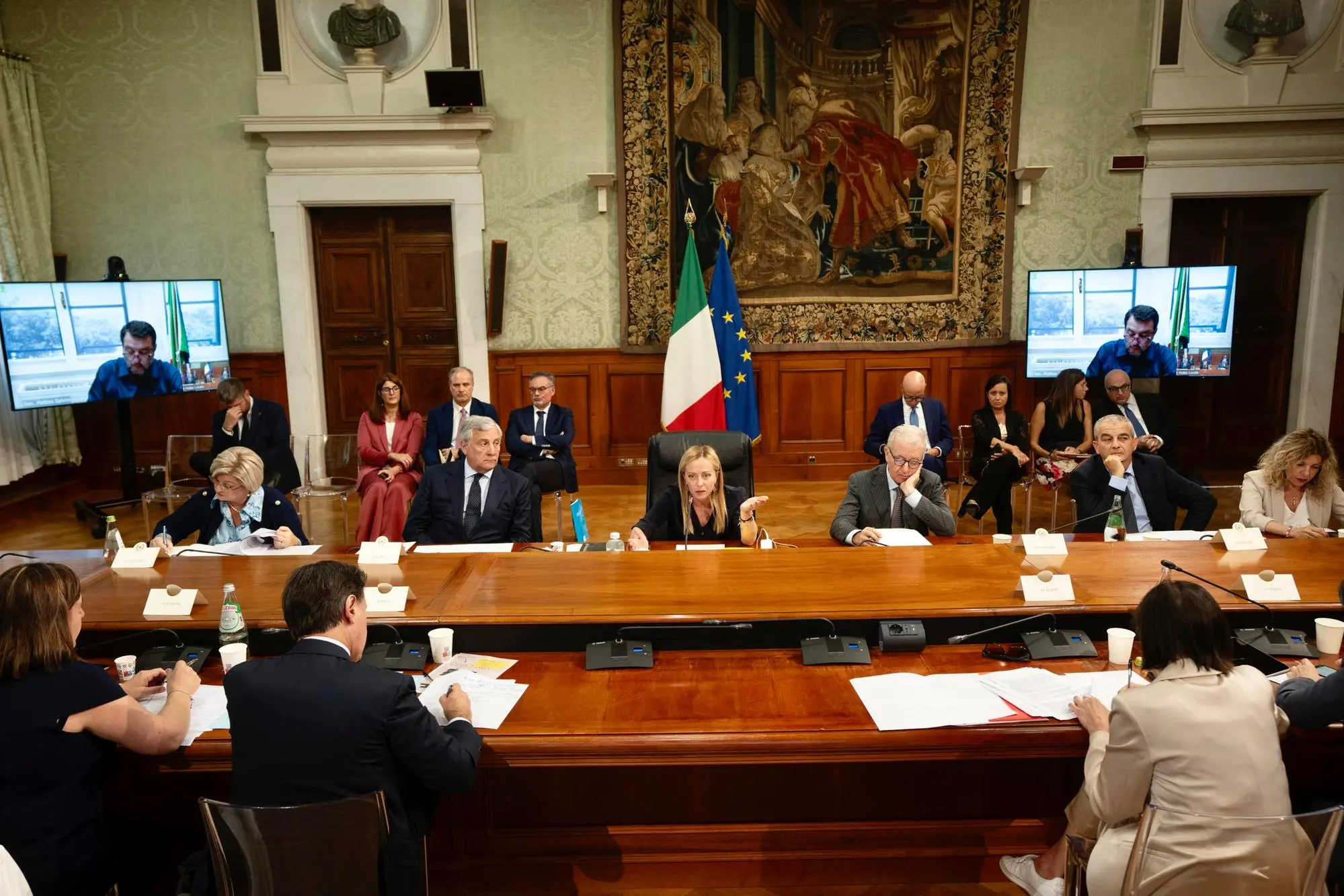 L'incontro a Palazzo Chigi (Ansa)