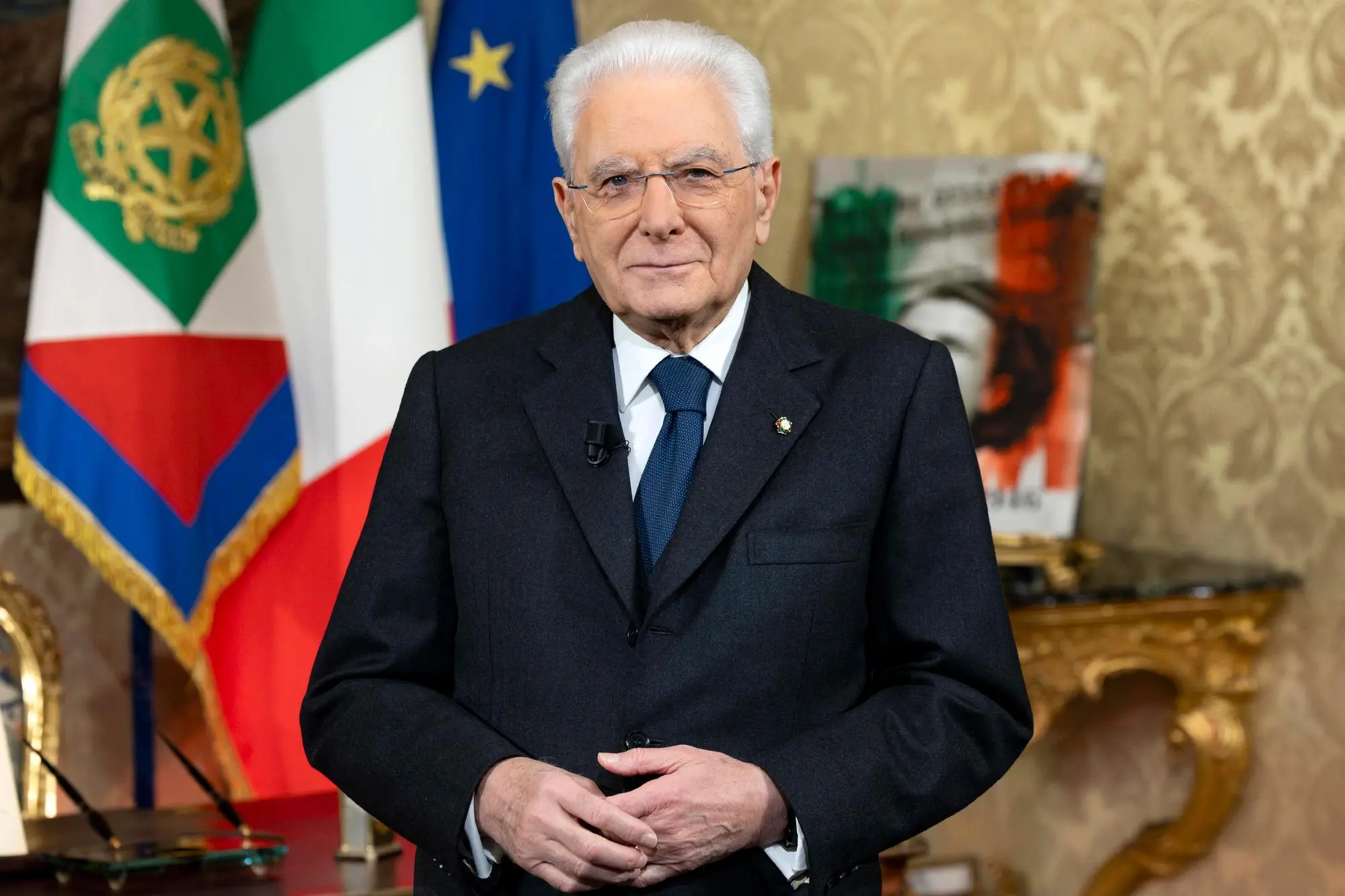 Il presidente della Repubblica Sergio Mattarella in occasione del discorso di fine anno (Ansa)