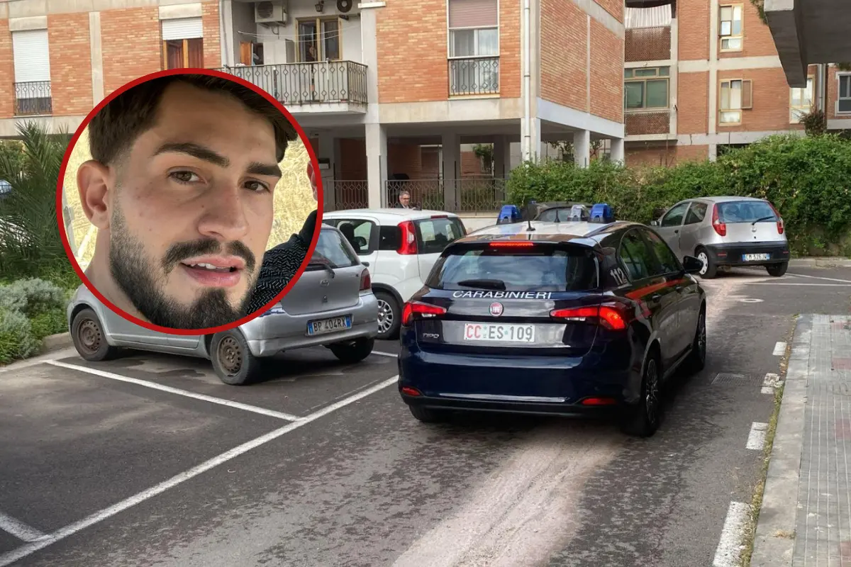 I carabinieri sul luogo dell'omicidio di Leonardo Mocci (nel tondo)