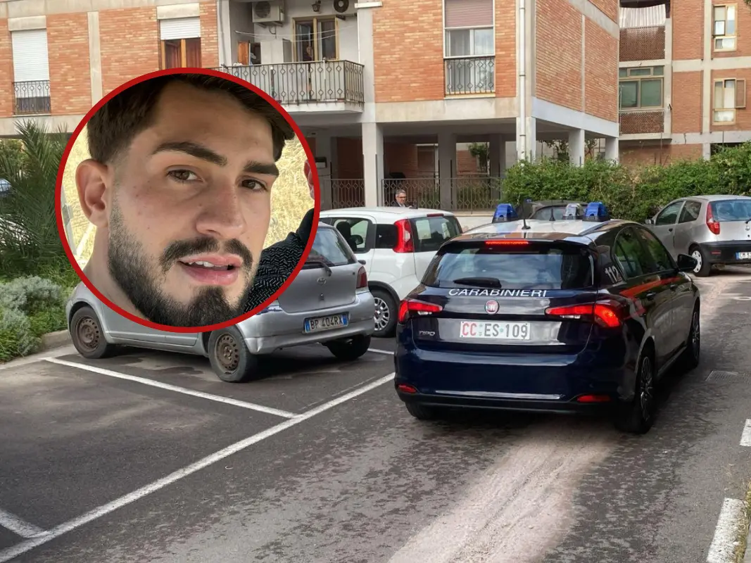 I carabinieri sul luogo dell'omicidio di Leonardo Mocci (nel tondo)