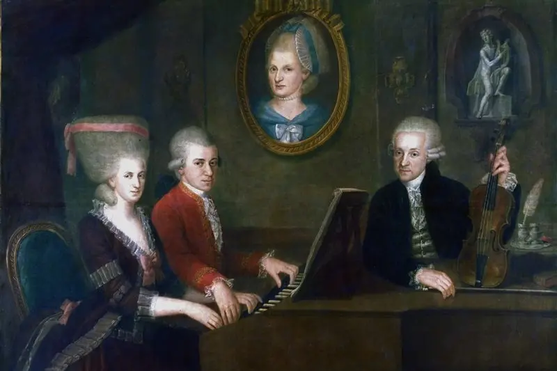 La famiglia Mozart (Maria Anna, Wolfgang Amadeus e a sinistra il padre Leopold) nel 1780-'81. Archivio L'Unione Sarda