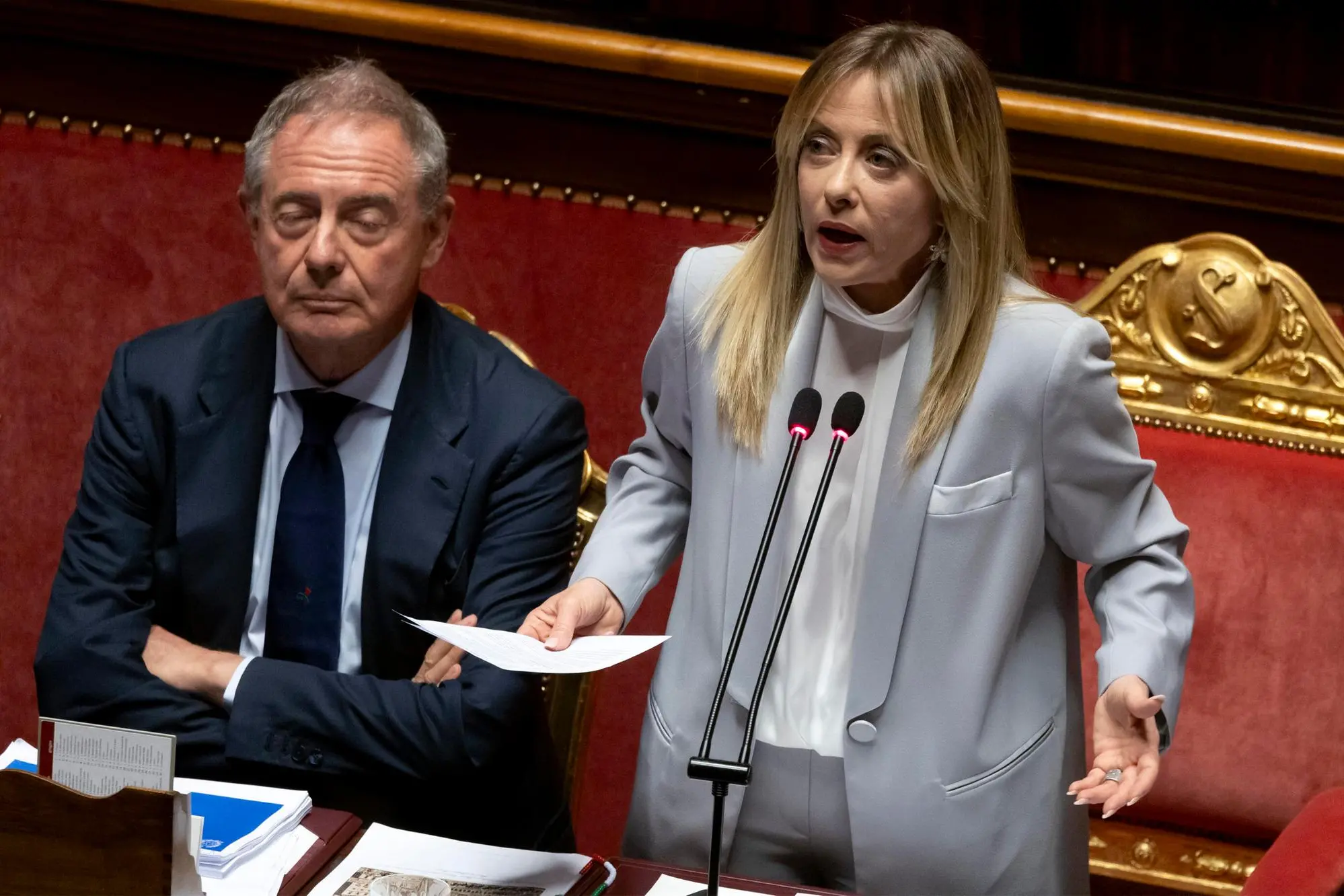 Giorgia Meloni in Senato (Ansa)