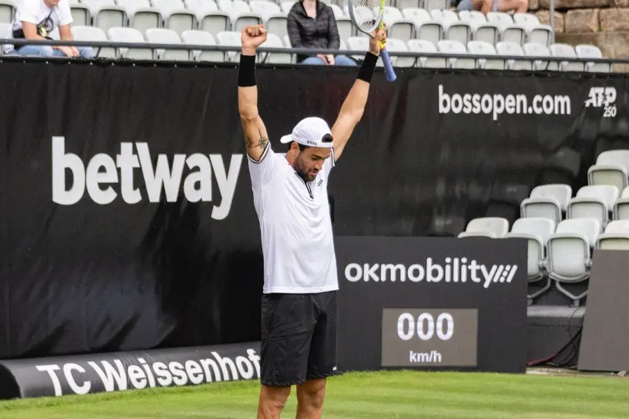 The joy of Berrettini after the victory over Otte (Twitter photo)