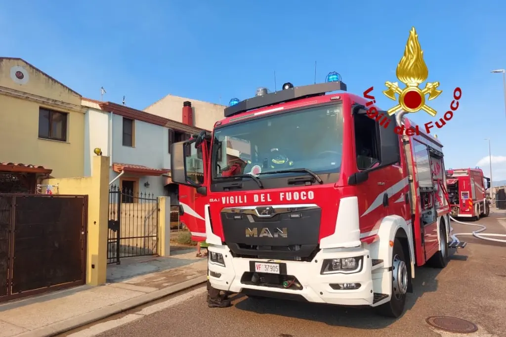 L'intervento dei vigili del fuoco a Terralba