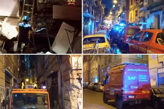 Il crollo a Napoli (foto Vigili del Fuoco)