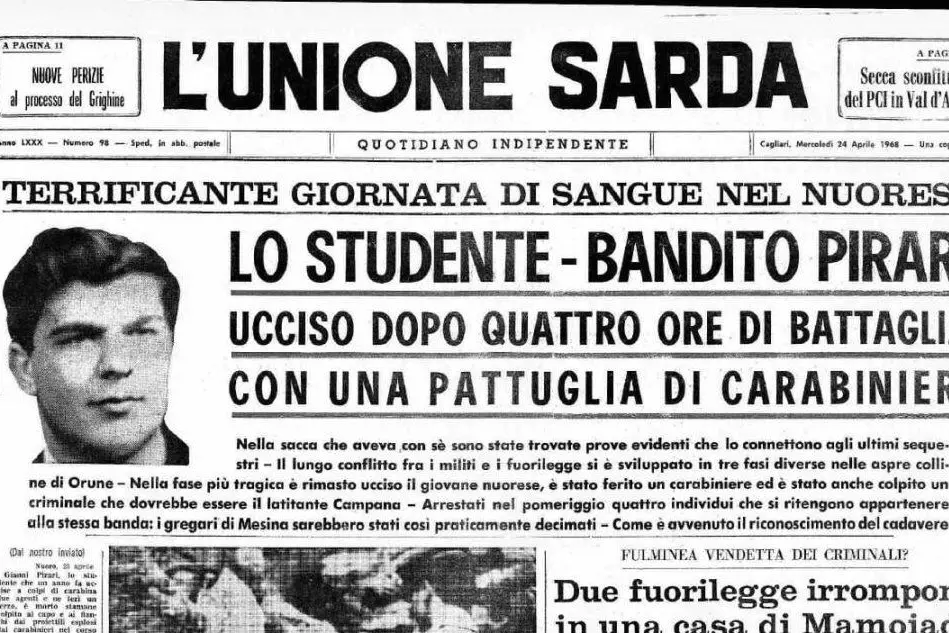 #AccaddeOggi: 24 aprile 1968. Lo studente-bandito viene ucciso, la giornata di sangue nel Nuorese