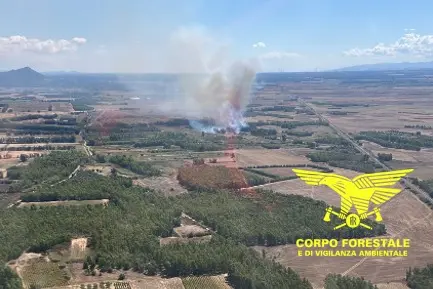 L'incendio nelle campagne di Pabillonis