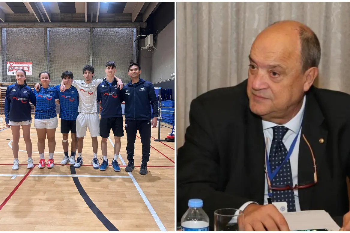 Il presidente regionale del Badminton Andrea Delpin (a destra) e il Marabadminton (a sinistra)