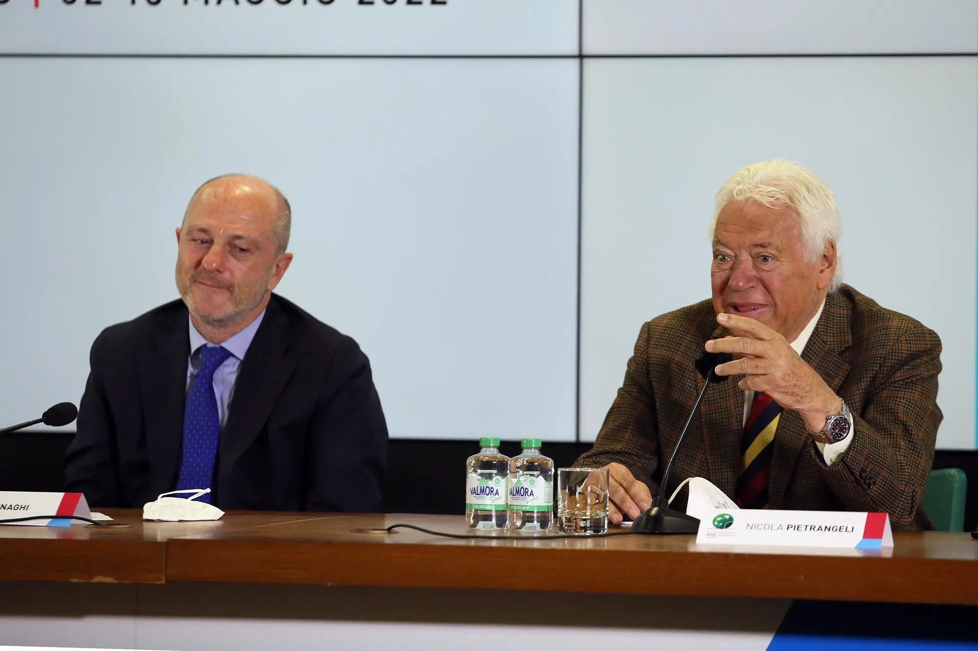 Roma 20 Aprile 2021 Conferenza stampa di presentazione della 79a edizione degli Internazionali BNL d’Italia Angelo Binaghi e Nicola Pietrangeli Foto Giampiero Sposito